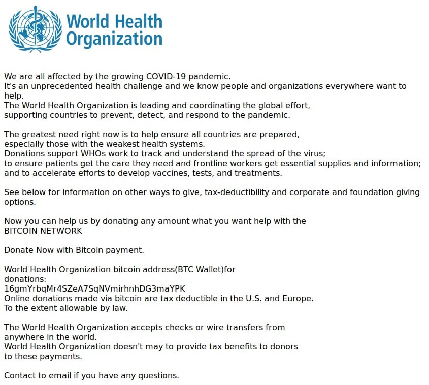 Cover Image of Fake donation request for OMS